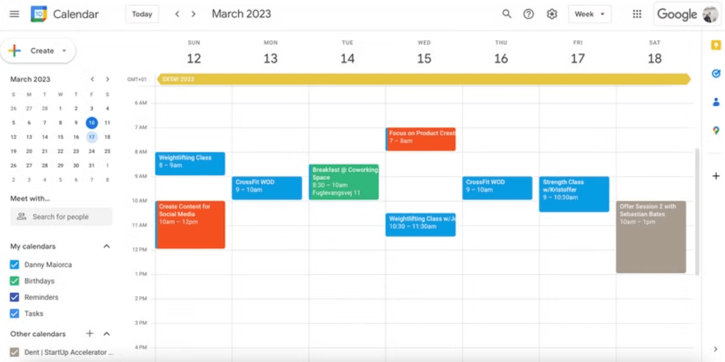 Calendar view example
